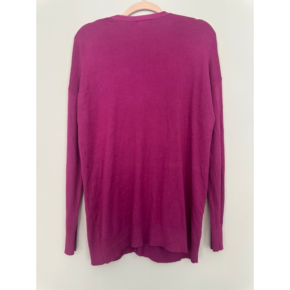 Halogen Womens Fuchsia Pink V-Neck Button Front Longline Cardigan Sweater Size S - Picture 2 of 5